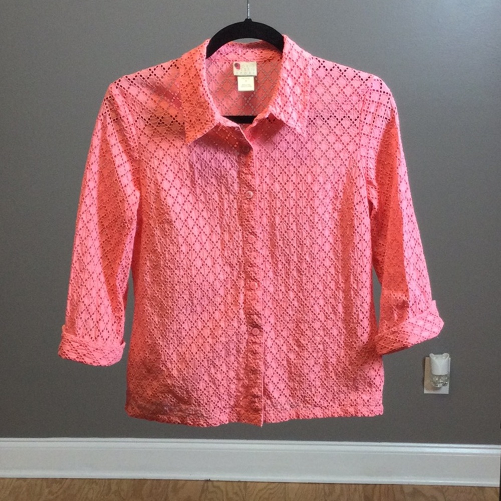 MP Sigrid Olson peach button down blouse
